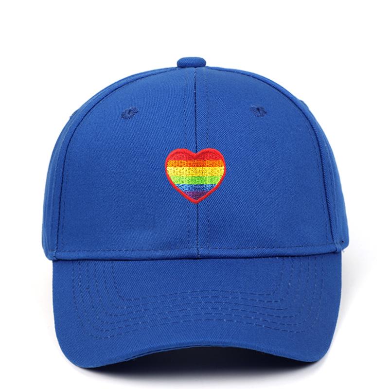 Rainbow Heart Embroidered Baseball Cap - Breathable Sun Protection Dad Hat for Outdoor Sports