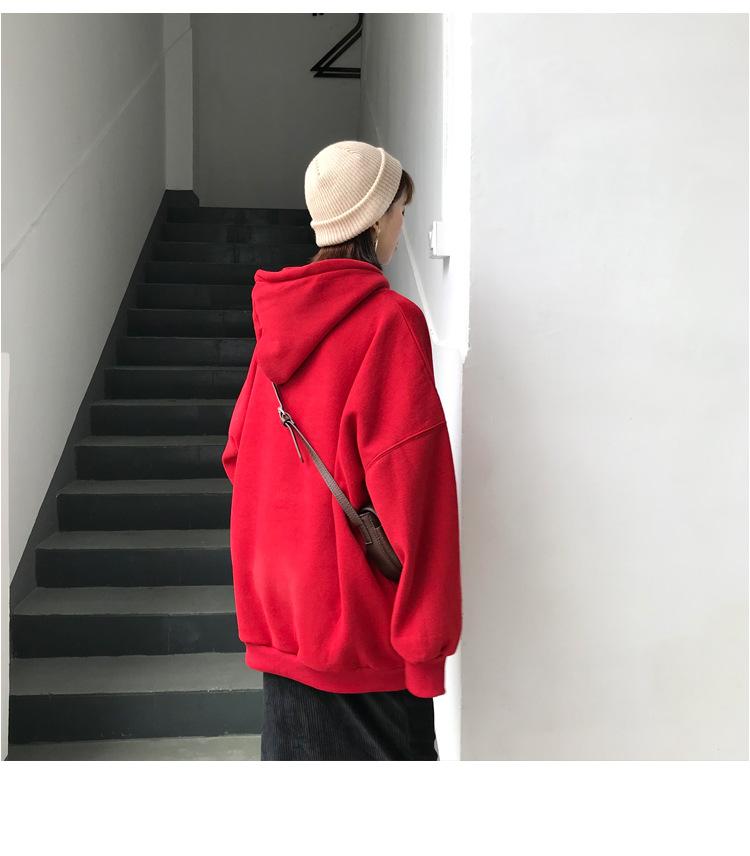 Sweat à capuche chaud et doux pour femme, pull épais rembourré, décontracté, polyvalent, rétro, simple, littéraire, pour étudiantes, ample, paresseux, coupe-vent, hiver