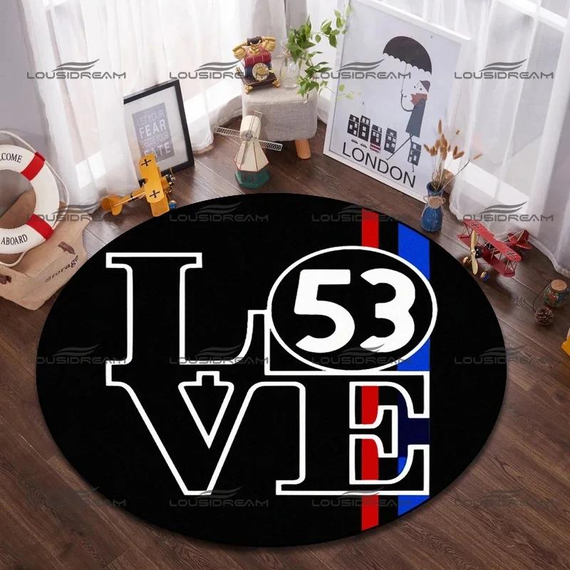 Round Flannel Herbie Beetle Car Carpet No. 53 Car Decorative Rugs Modern Home Living Room Floor Mats Bedroom Carpet Decoration