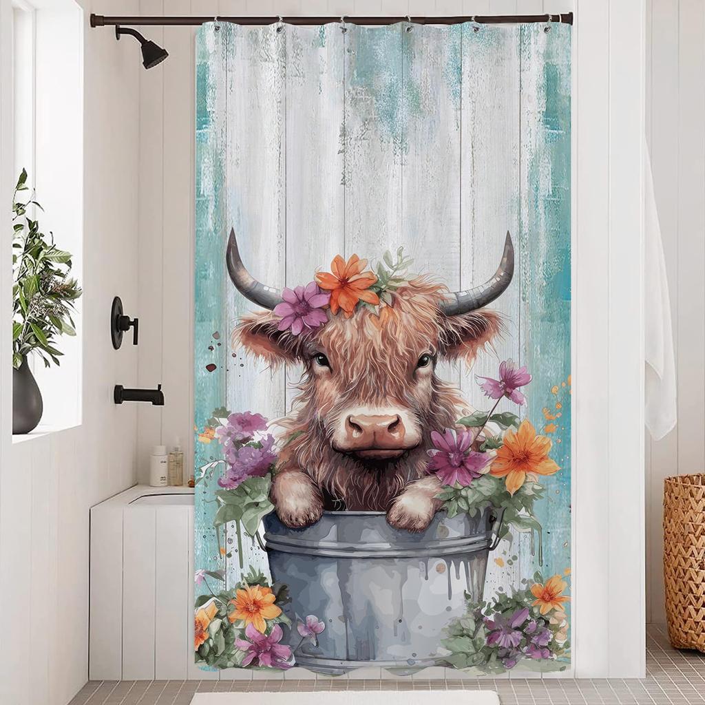 Skull Gothic Skeleton Shower Curtain, Goth Black Floral Rose Decor For Bathroom, Halloween Artistic Waterproof Washable