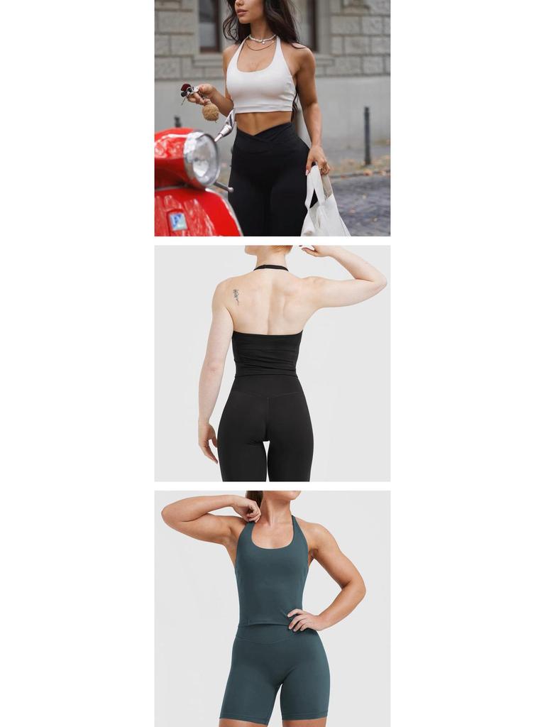 Cross-Border U-Neck Halter Top: Women's Quick-Dry Built-In Bra Yoga Vest for Sport & Fitness
