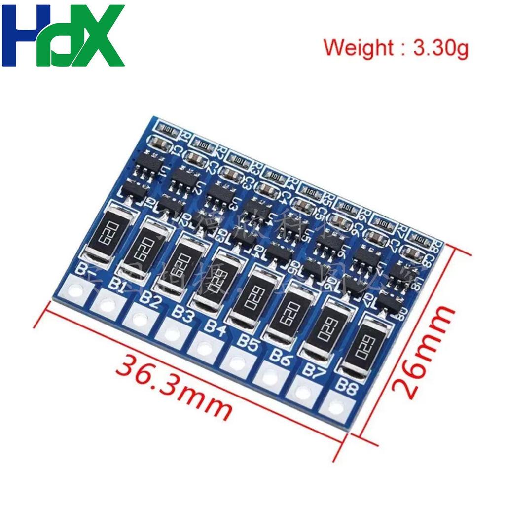 3-8 String 18650 Lithium Battery Passive Balancing Board for Ternary and Polymer Battery Charging.