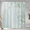 1 Serenity Polyester-Duschvorhang, Muster mit hellgrünen Blättern und dunklen Ästen, Maschinenwaschbar, Gewebter Stoff, Mode-Thema