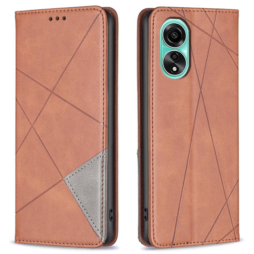 For Oppo A78 4G Stand Flip Cover PU Leather Imprinted Line Card Slots Phone Case