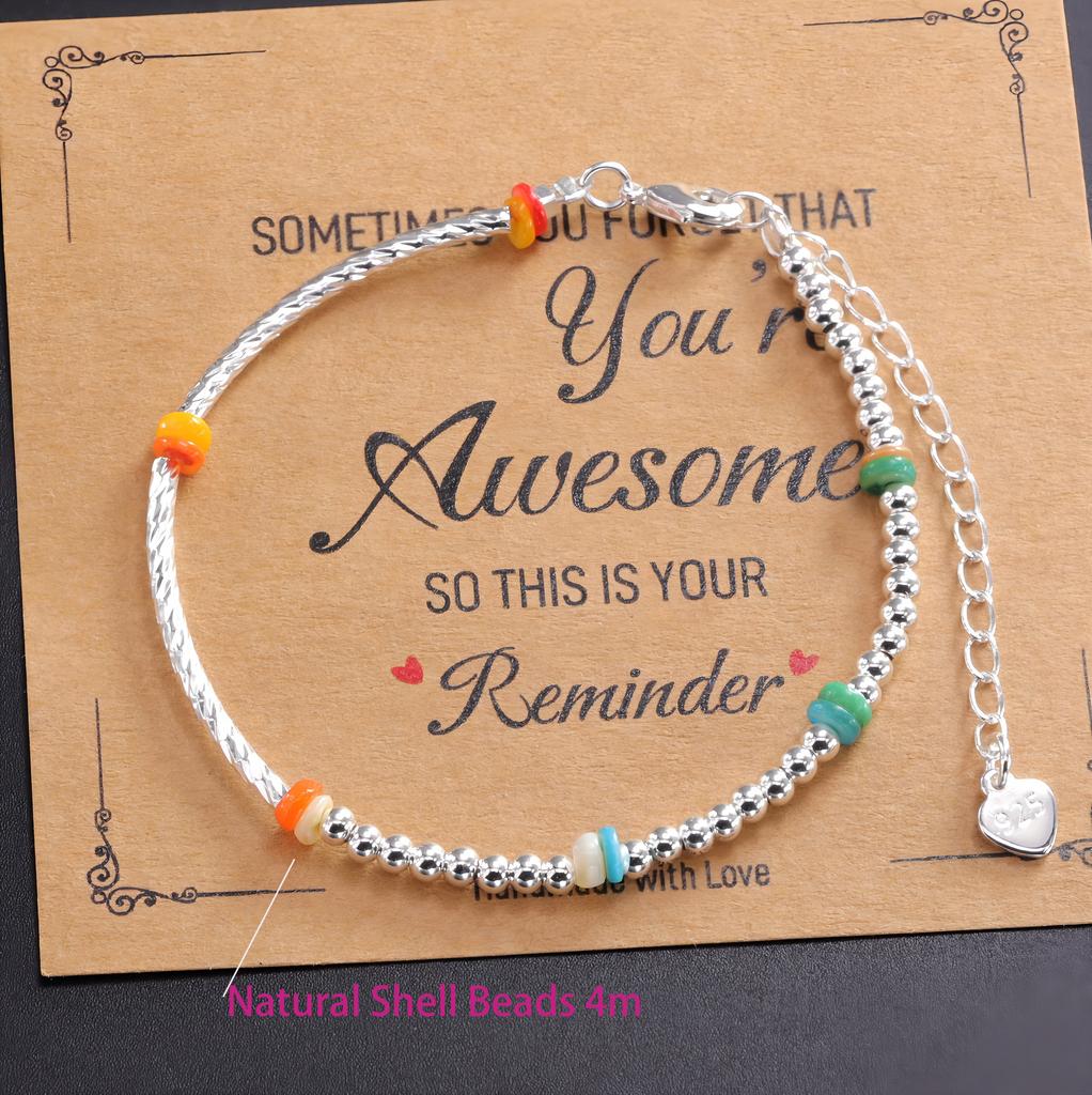 925 Silver Multicolour Bead Bracelet For Women Three Layers Geometry Drip Glaze Versatile Jewelry Dropship