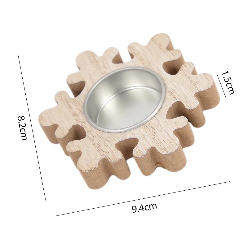 Christmas Wooden Candle Holder Snowflake Xmas Tree Candlestick 2025 Christmas Home Table Decorations Ornament New Year Gift