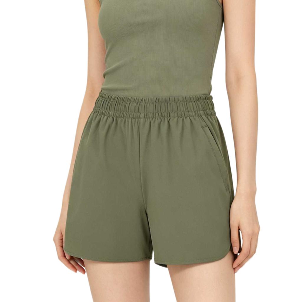 Skechers Basic Sports Series Elastic Solid Color Moisture Wicking Quick Dry Casual Shorts Women Shorts P326W082-01DR