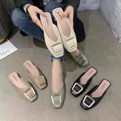 Pantofole da donna slip-on semi-avvolte: Suola morbida, versatile, alla moda, da indossare all'aperto.
