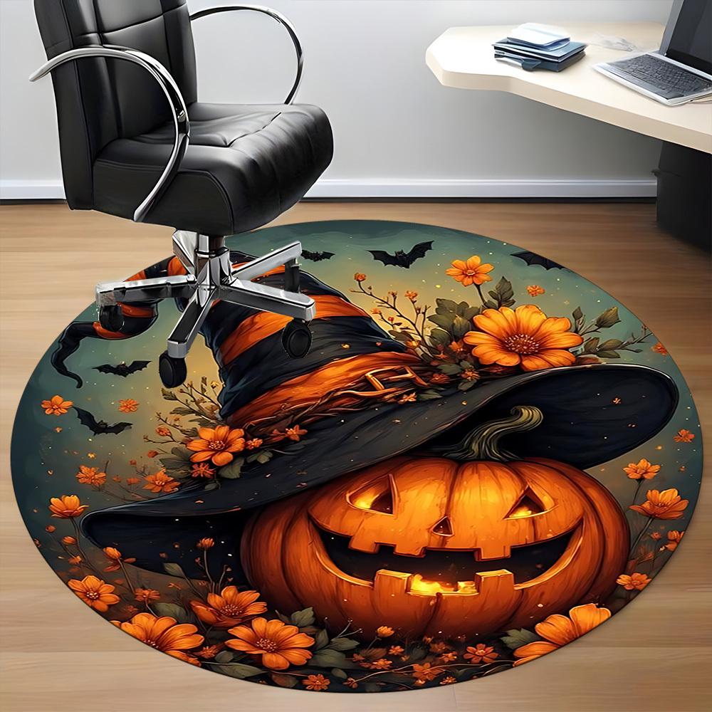 1pc Halloween Pumpkin Hat Chair Carpet for Office, , Non-slip Carpet, Very Suitable for Offices, farmhouses,Outdoor Carpet Yy251120069