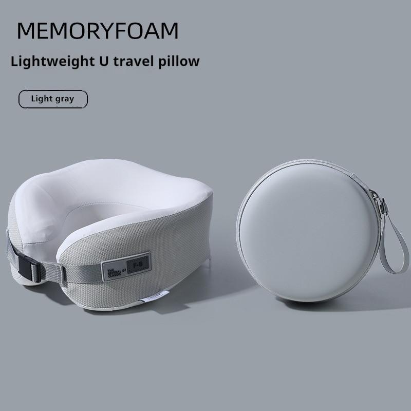 Travel Neck Pillow Memory Foam Pillow for Airplane Car Office Supportive Cervical Neck Rest with Washable Cover