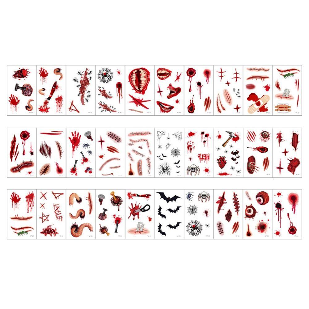 Body Makeup Temporary Tattoos Decals Multicolor Scary Wounds Scab Stickers Unisex