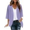 Veste Cardigan Décontractée Mode Femme à Manches Sept Partagées Couleur Unie