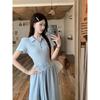 Summer New Kumik Style POLO Collar Strap Short-sleeved Dress Women's Niche Design Sense Thin Dress
