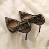Women's Shoes Breathable Lace Mesh Sexy High Heels Design Sense Niche Temperament Pointed Thin Single Shoes Versatile Solid