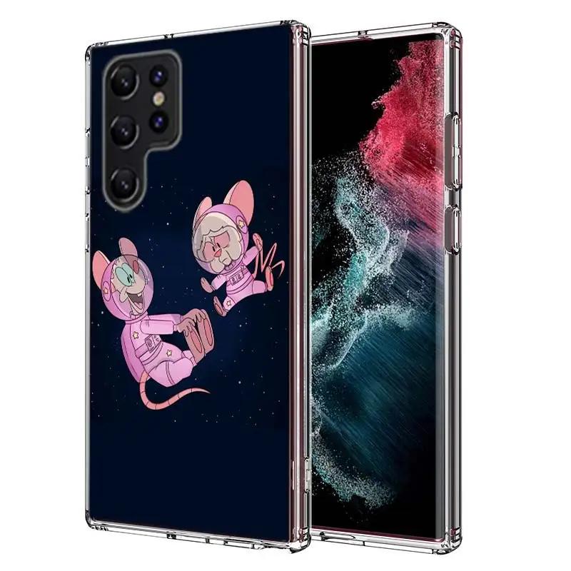Pinky Anime and the Brain Cover For Samsung Galaxy S21 S20 S23 FE S22+ S24 Ultra S25 Edge Phone Case S10 Plus Clear Capa Coque P