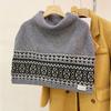 Simple Pullover Fair Isle Style Knitted Shawl Warm Thicken Neck Wraps Cloak Korean Style Jacquard Scarf Autumn