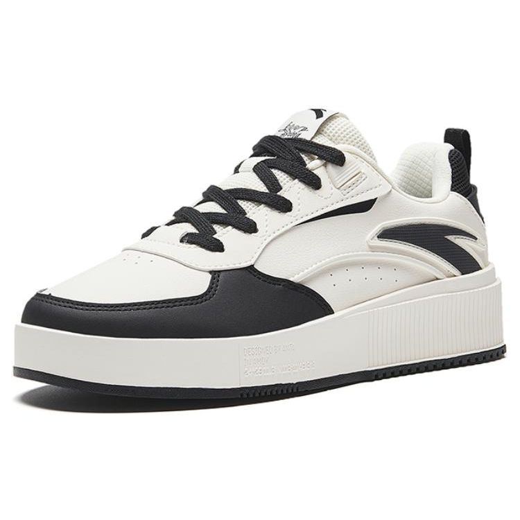Anta Milch Kappe 2 Dicke Sohle Lässig Stoßdämpfung Niedrig geschnitten Skateboard Schuhe Damen Sneaker Schwarz Weiß 922348080-1