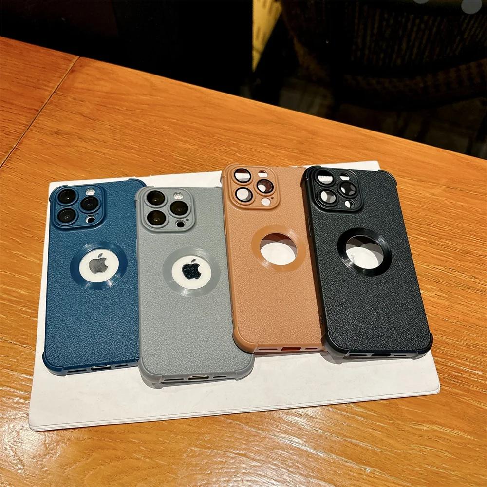 Shockproof Business Back Cover for iPhone 16 pro Max 15 plus 14 13 12 11 Soft TPU Camera Lens ProtectionLogo View Phone Cas