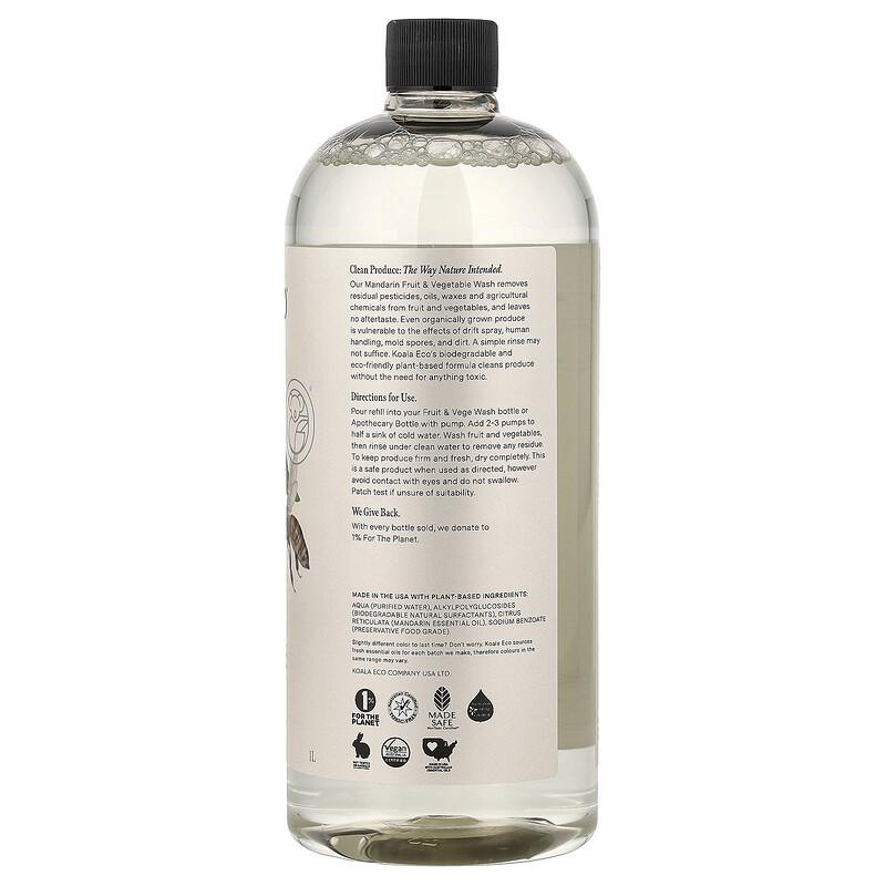 Natural Fruit & Vege Wash, Refill, Australian Mandarin Essential Oil, 33.8 fl oz (1 l)