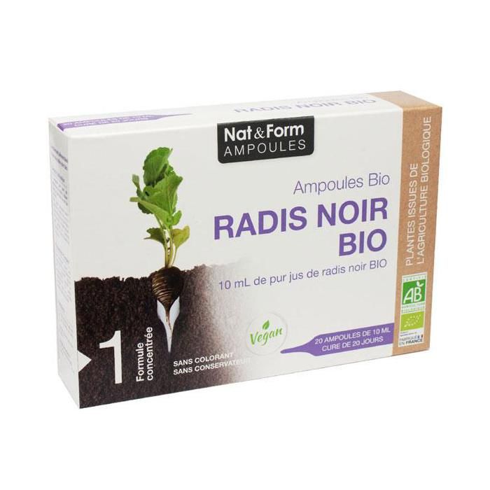 Nat & Form Ampoules Radis Noir Bio 20 Unités