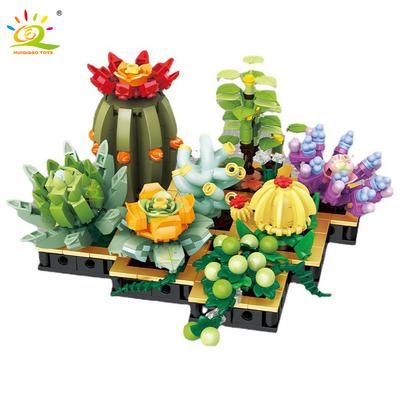 MOC Succulent Plant Potted Micro Building Blocks Small Bricks Flower Blossoms Flowerpot Ornaments Toys Home Decoration