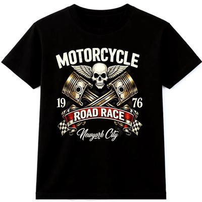 Tricou Vintage Curse Motociclete Craniu Grafică Biker Rider Chopper Racer