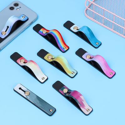 Portable Telescopic Wrist Band Silicone Phone Stand Finger Strap Bracket Finger Ring Holder Rainbow Phone Grip