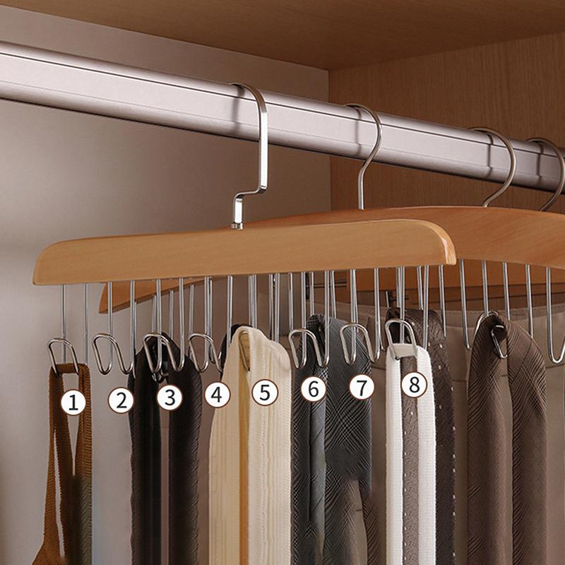 #1/2PCS Versatile Wooden Hat Organizer Rack With Hooks Caps Belts Ties Storage Space-Saving Home Retail Display Clothes Storage