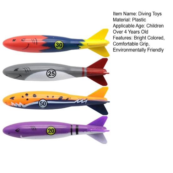 4Pcs Diving Pool Toys Underwater Swimming Throwing Diving Gliding Shark Swimming Glides Toys for Learning To Swim