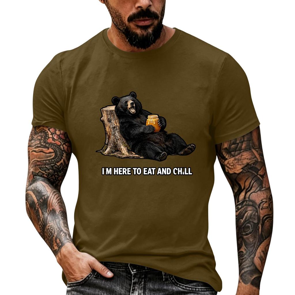 Herren Lustiger Tier-Spruch Print Vintage T-Shirt, Locker Atmungsaktiv Sommer Freizeit Oberteil
