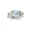 Stunning Blue Alloy Women's Ring With Floral Vine Leaf Design For Birthdays