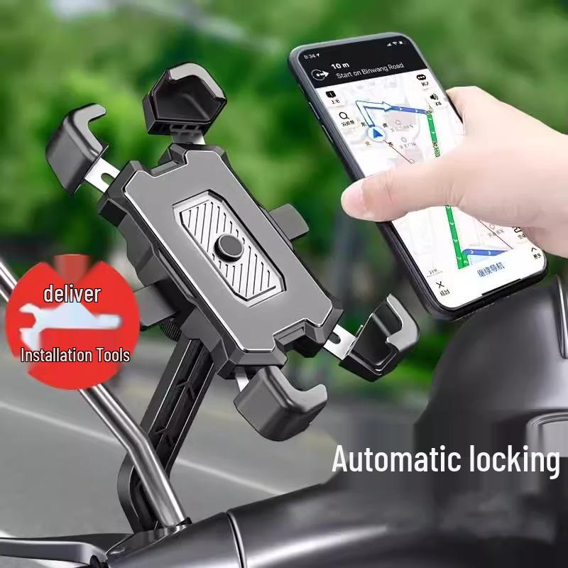 Shockproof Bicycle & Motorcycle Rearview Mirror Phone Holder for Electric Vehicles