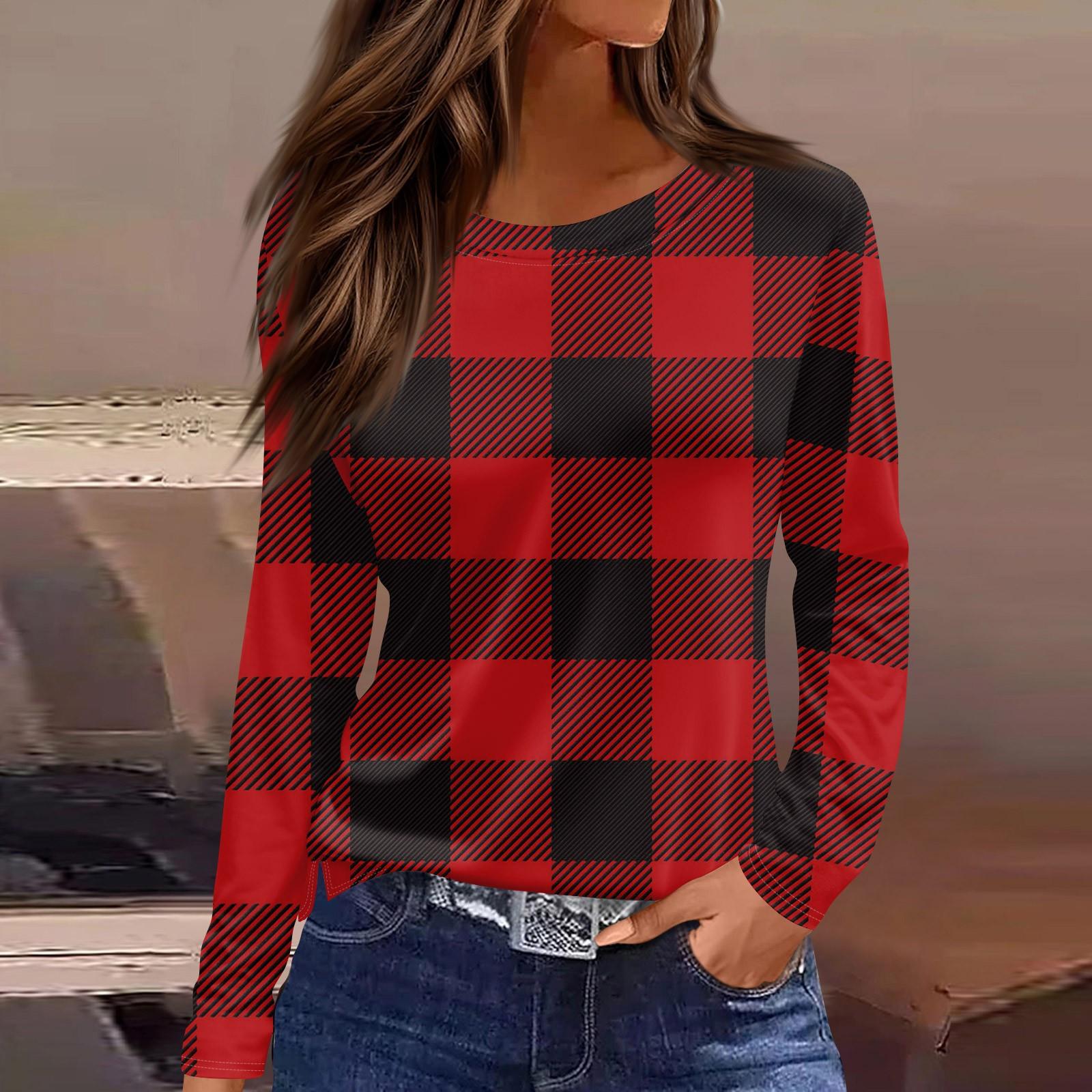 

Женская модная повседневная свободная футболка с разрезом и круглым вырезом с длинным рукавом с принтом, женский топ M красный