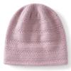 Soft waxy cashmere, autumn and winter new women's solid color jacquard crimped headhat, warm ear protection knitted hat