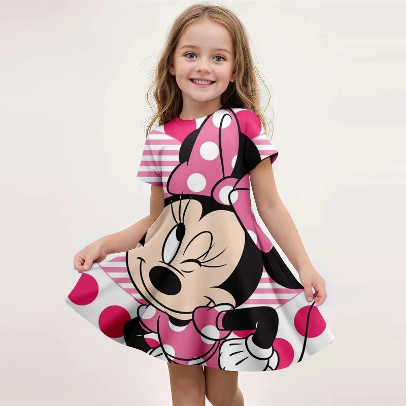 Summer Girls' Dress New Style Western Girl Short Sleeve Children's Short Sleeve Mickey