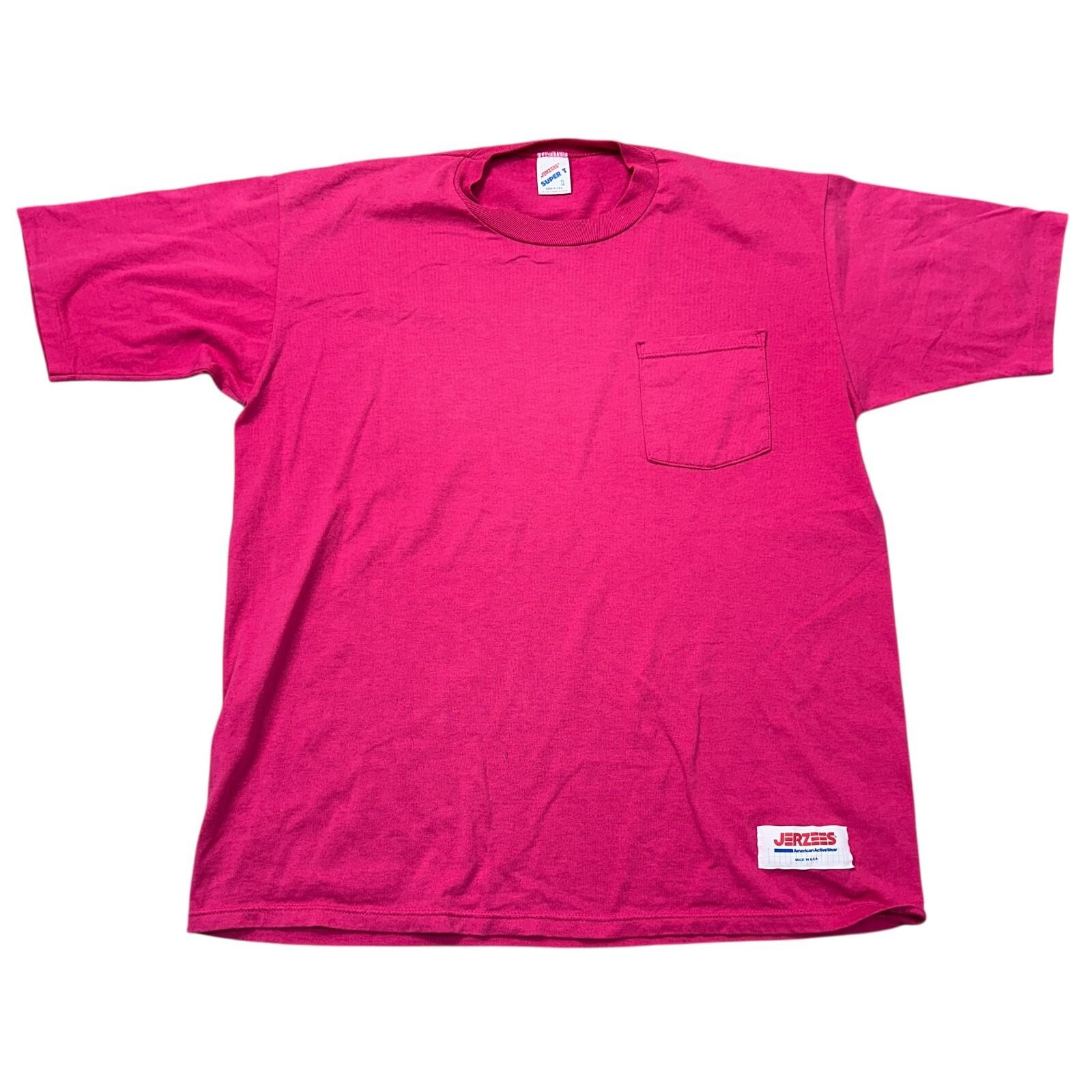 Jerzees Pocket T-Shirt Mens Womens Tees Top Pocket Tee Single Stitch Short Sleeve Purple Mens L