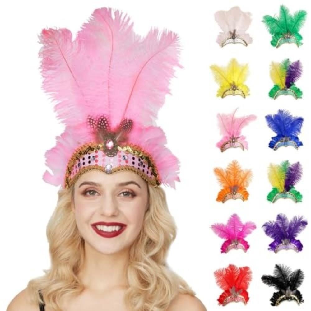 Fashion Colorful Feather Headpiece Stage Performance Brazilian Carnival Showgirl Headband Decorative Hair Band Carnival Events