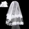Carnival Bride Lace Veil Women Layered Tulle Bachelorette Party Wedding Veil with Lace Floral Trim for Taking Photo