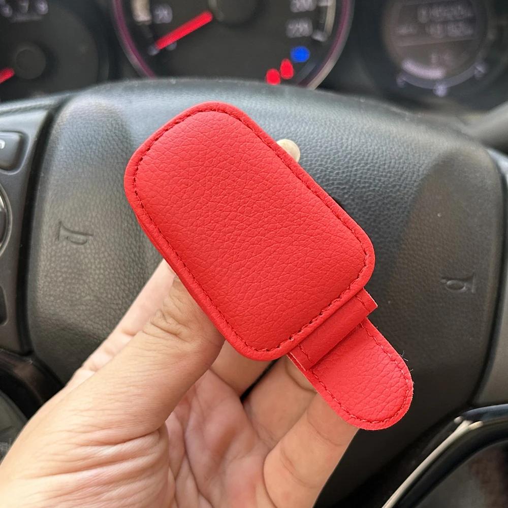 Universal Car Sunglasses Holder Car Magnetic Leather Clip Card Ticket Holder Auto Sun Visor Glasses Box Decoration Accessories