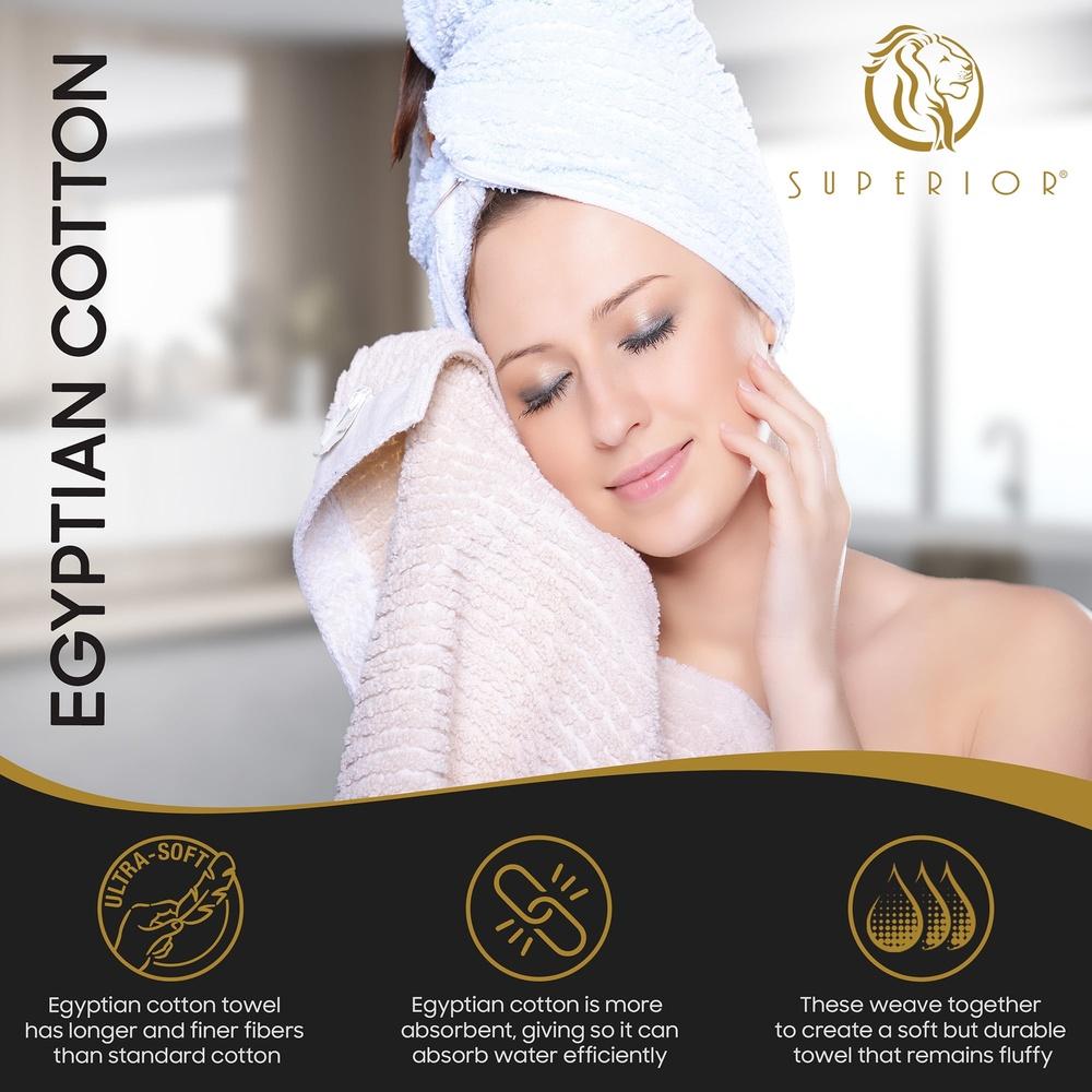 Basketweave Egyptian Cotton Jacquard Towel Set Ultra-Soft Quick Dry Bath Hand Face Towels Luxurious Absorbent Home Essentials