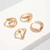 4Pcs/Set Fashion Copper Color Irregular Geometric Open Rings For Women Men Punk Metal Adjustable Knuckle Joint Ring Zircon