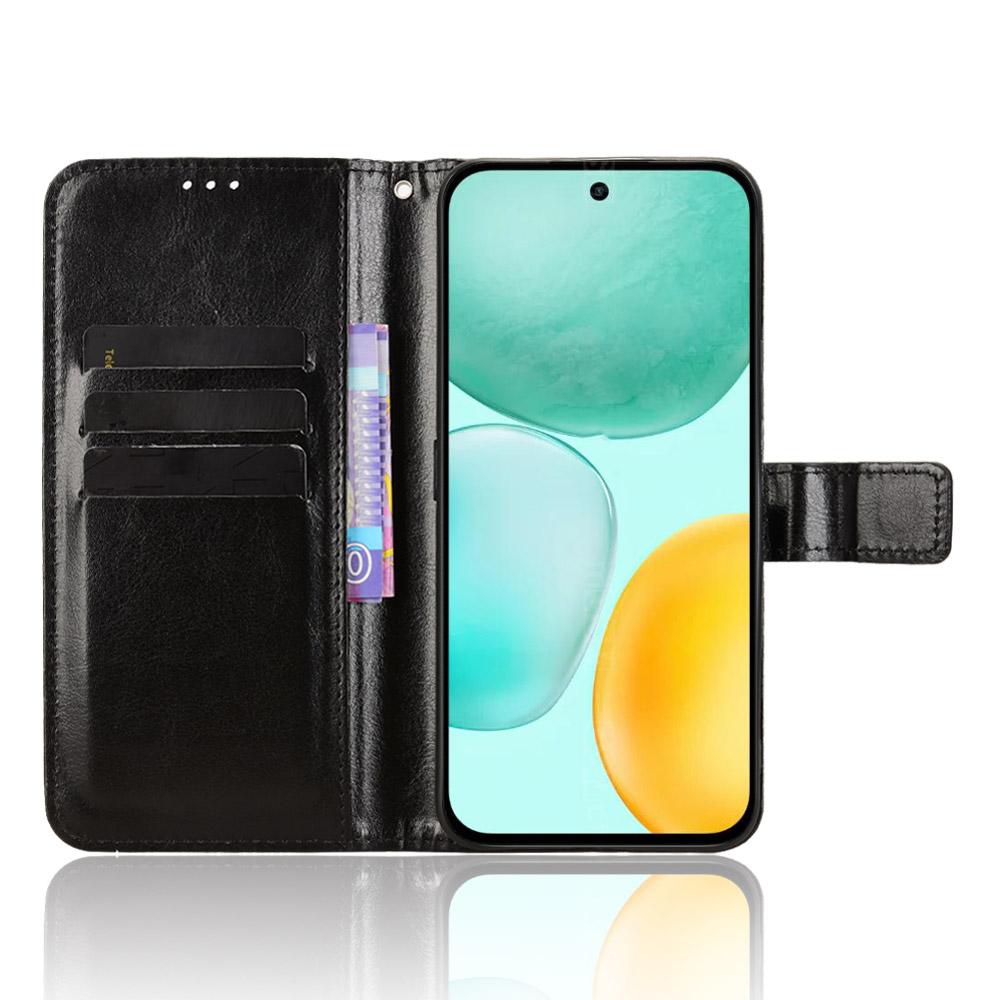 For Honor X6c 4G PU Leather Case with Strap Crazy Horse Texture Phone Wallet Cover