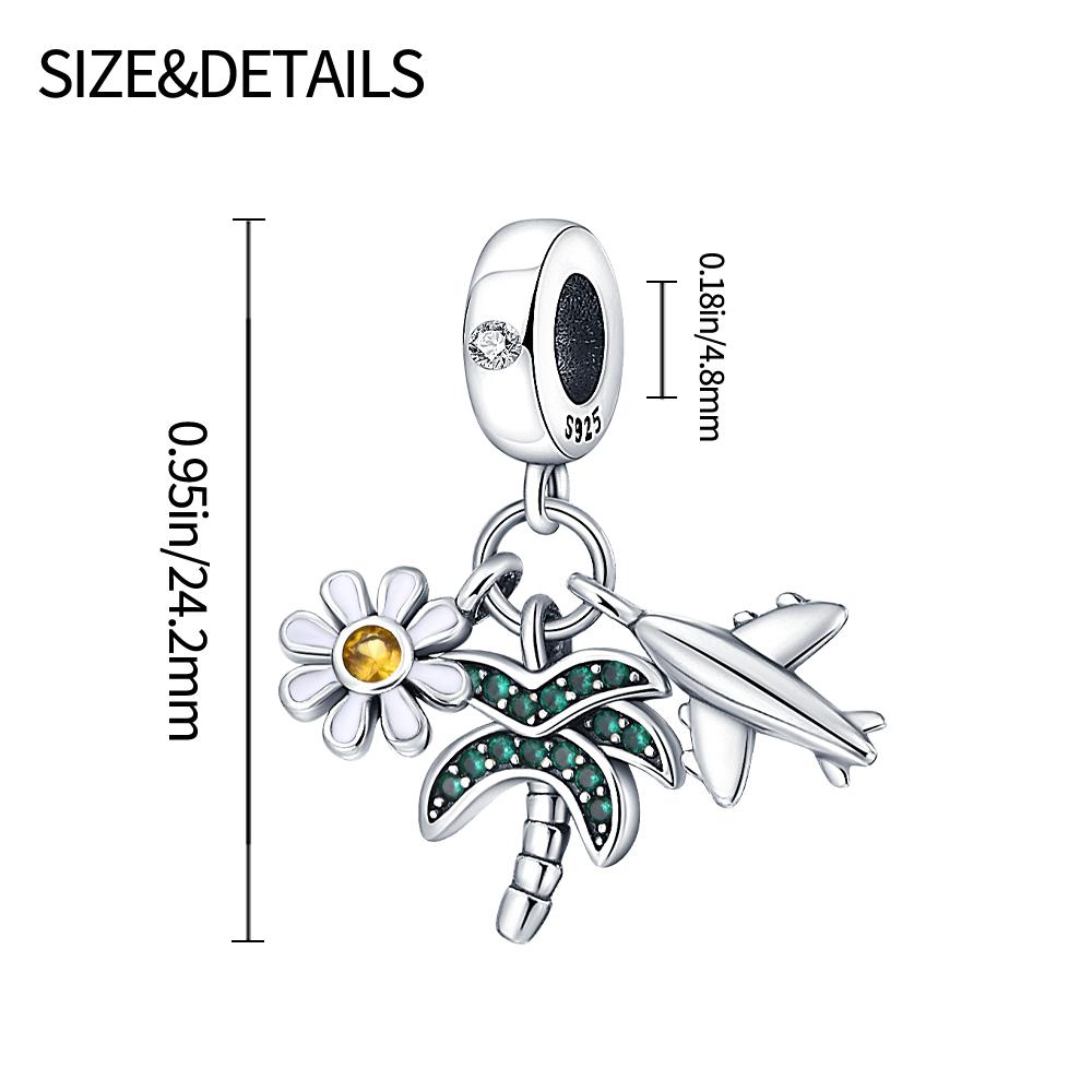 Charm Bead Charms Authentic copper Plated Airplane Coconut Pendant Bead Charms Compatible With Bracelets Diy Fine Gift Women Delicate Jewellery