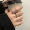 Irregular Elegant Textured Copper Ring Set For Women Geometric Design Fashion Statement