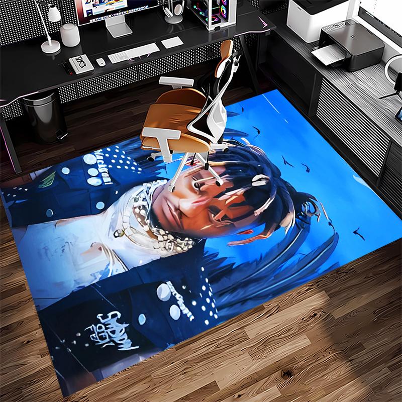 1pc Juice WRLD Print Area Rug - Soft, Washable Non-Slip Indoor Mat for Office Chairs, Living Room, Home Office Decorative Rug