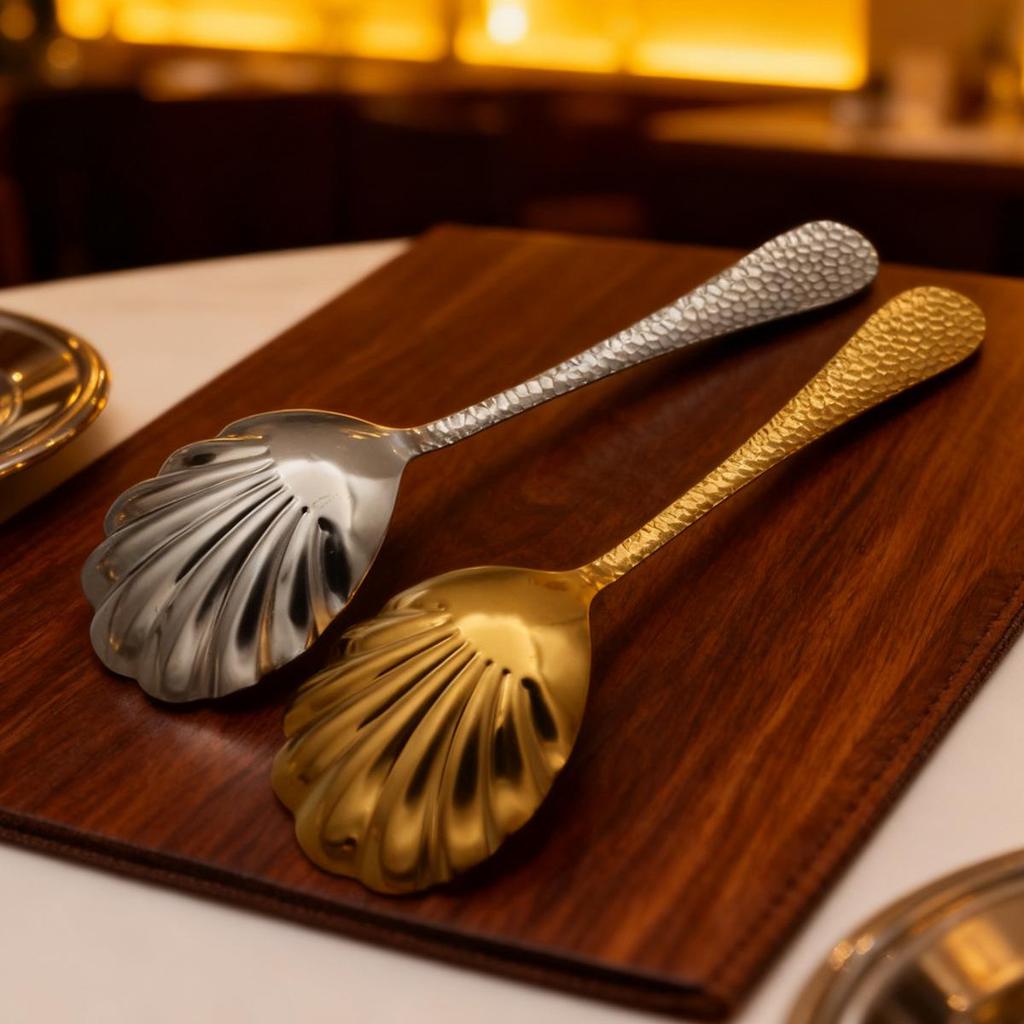 Premium Stainless Steel Hammered Shell Spoon for Household Use
