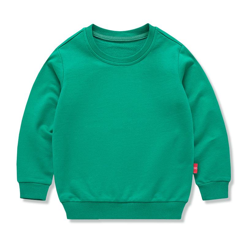 Children's Spring Collection Korean-Style Solid Color Hoodie - Trendy Long Sleeve Round Neck for Boys & Girls
