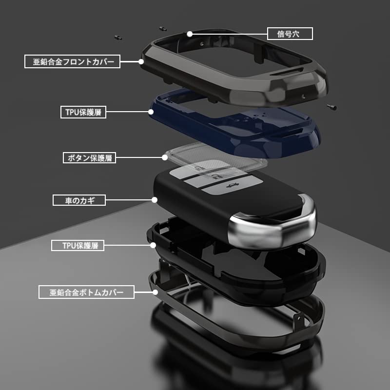 Honda HONDA Key Case Assembled Key Case Metal TPU Key Bag Compatible with Honda Button Keyless Entry Honda Civic Accord Fit Pilot Full Cover S Cover