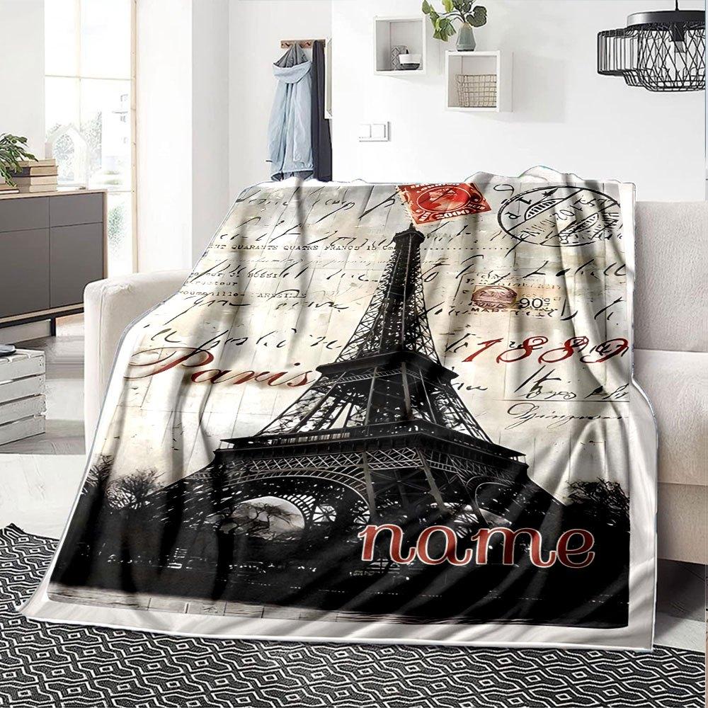 Charming Paris Throw Personalized Blanket Customize Text Comfortable Versatile For Sofa Couch Office Bed Picnics For All Occasions Modern Perfect Gift