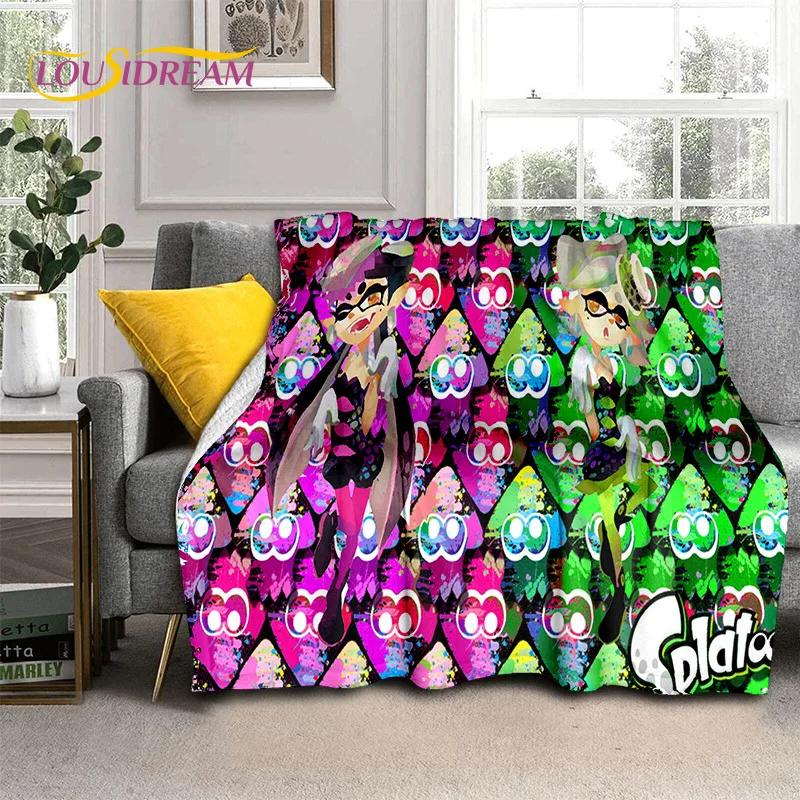 Splatoon3 PC Gamer Cartoon Game Soft Blankets,Keep Warm Throw Blanket Comfortable Blanket for Picnic Beds Sofa Home Bedroom Gift